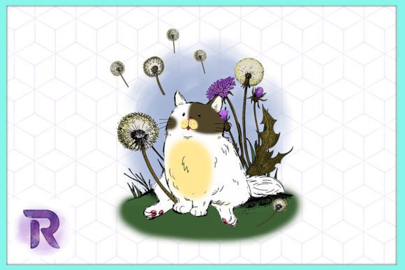 Cute Cat with Wild Flowers Dandelion Embroidery Review