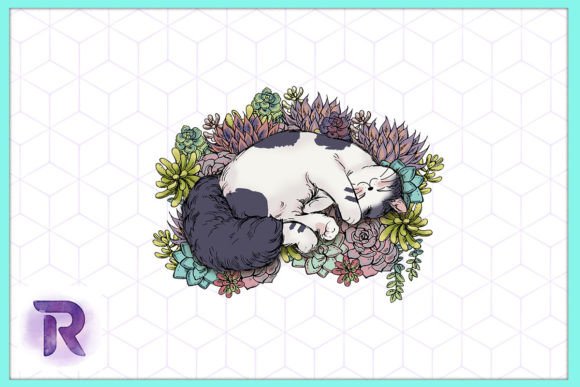 Cute Lazy Cat Floral Painting PNG Review